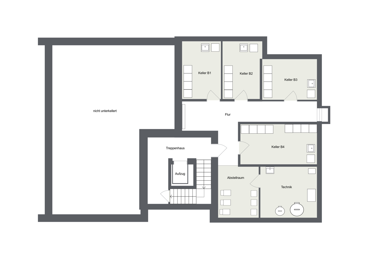 013 - Haus B - Grundriss Kellergeschoss