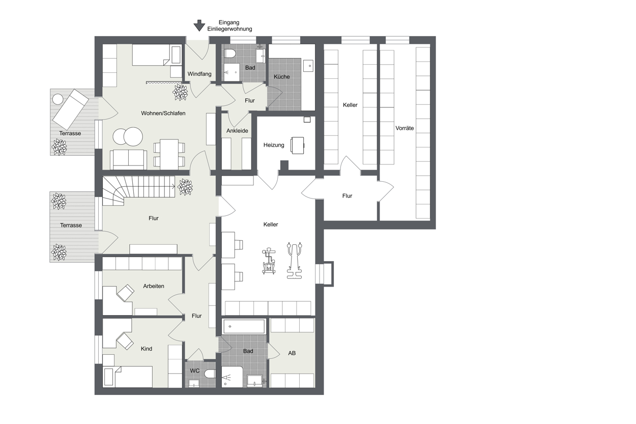 027 - Grundrissplan Hanggeschoss