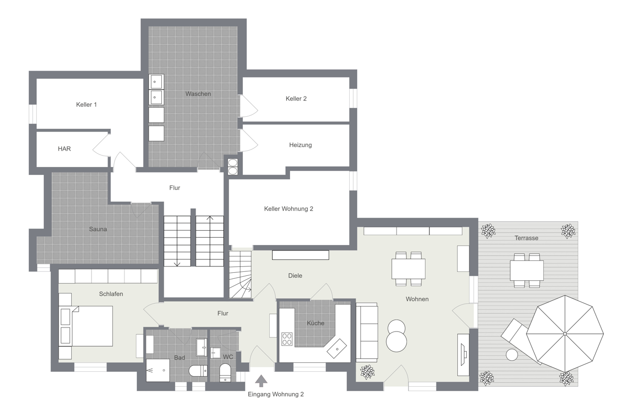 033 - Grundrissplan Hanggeschoss