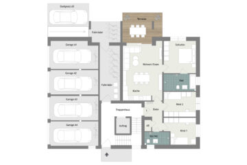Bi-Stieghorst: Sehr gut aufgeteilte 4 Zimmer-Neubauwohnung inkl. Garage und Balkon - 003 - Grundrissplan Haus A - Erdgeschoss